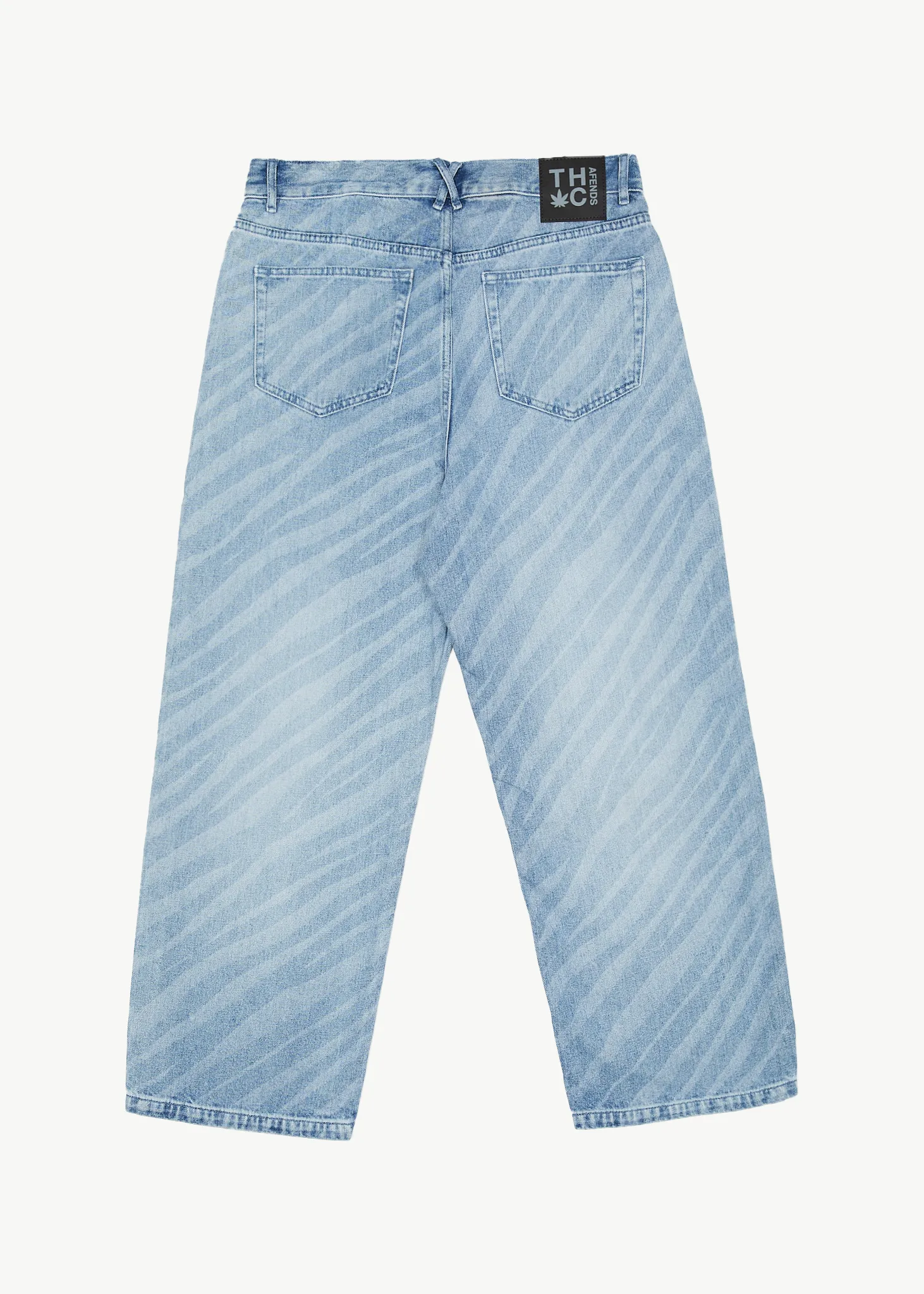 AFENDS Mens Pablo Atmosphere - Denim Baggy Jeans - Worn Blue