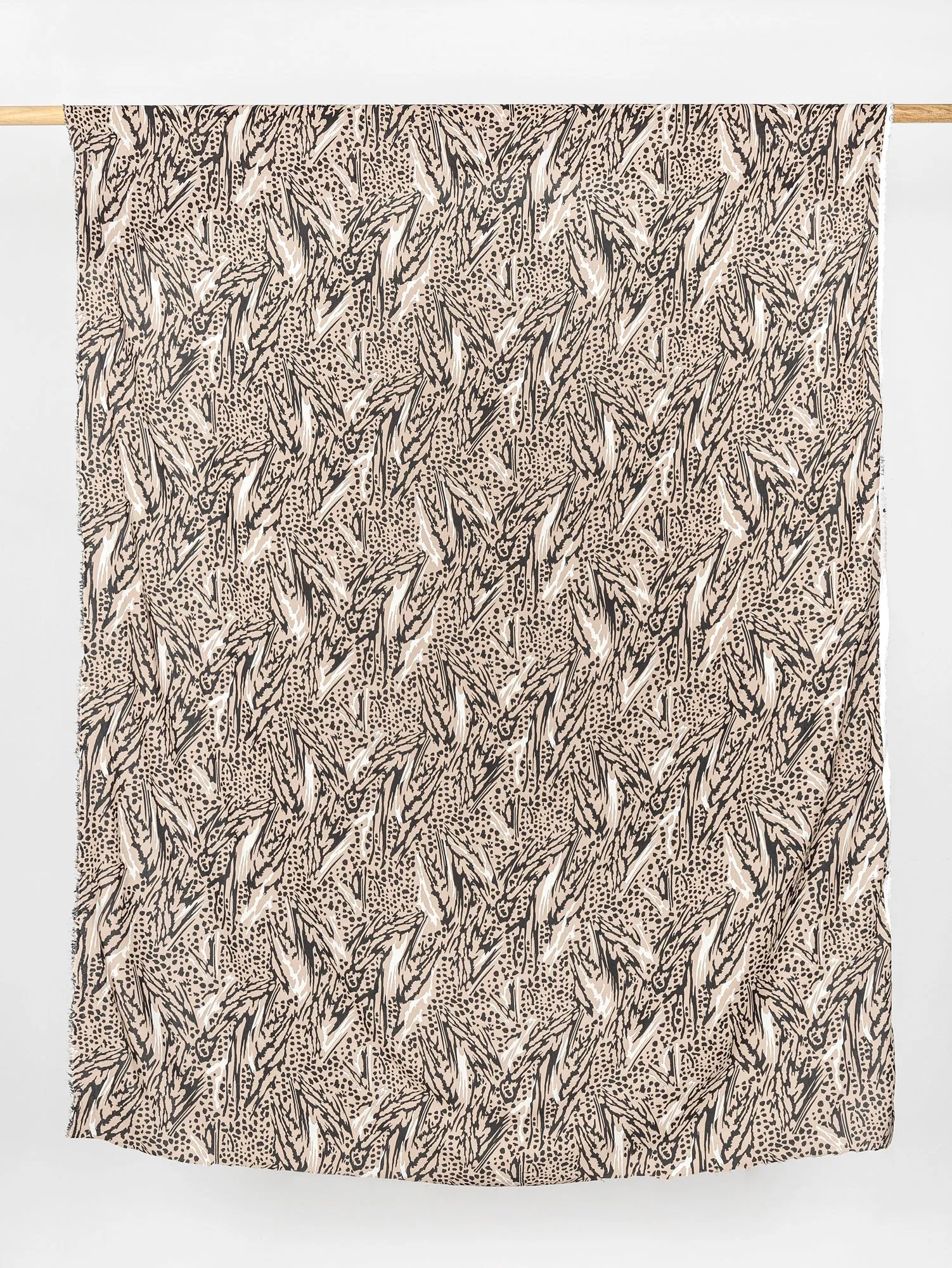 Animal Print Viscose Challis Deadstock - Beige   Black   Cream - Swatch