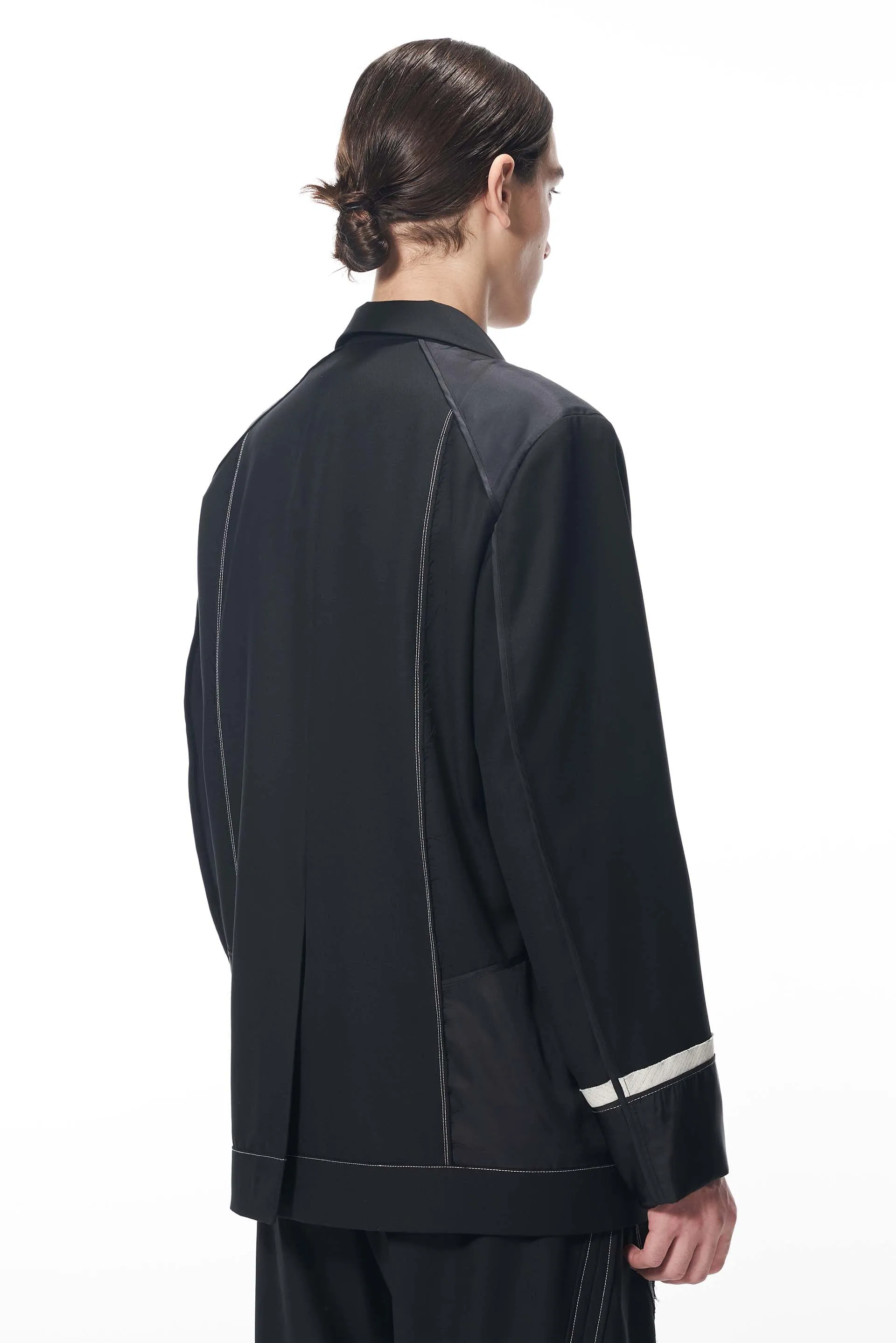 Black External Structured Canvas Blazer