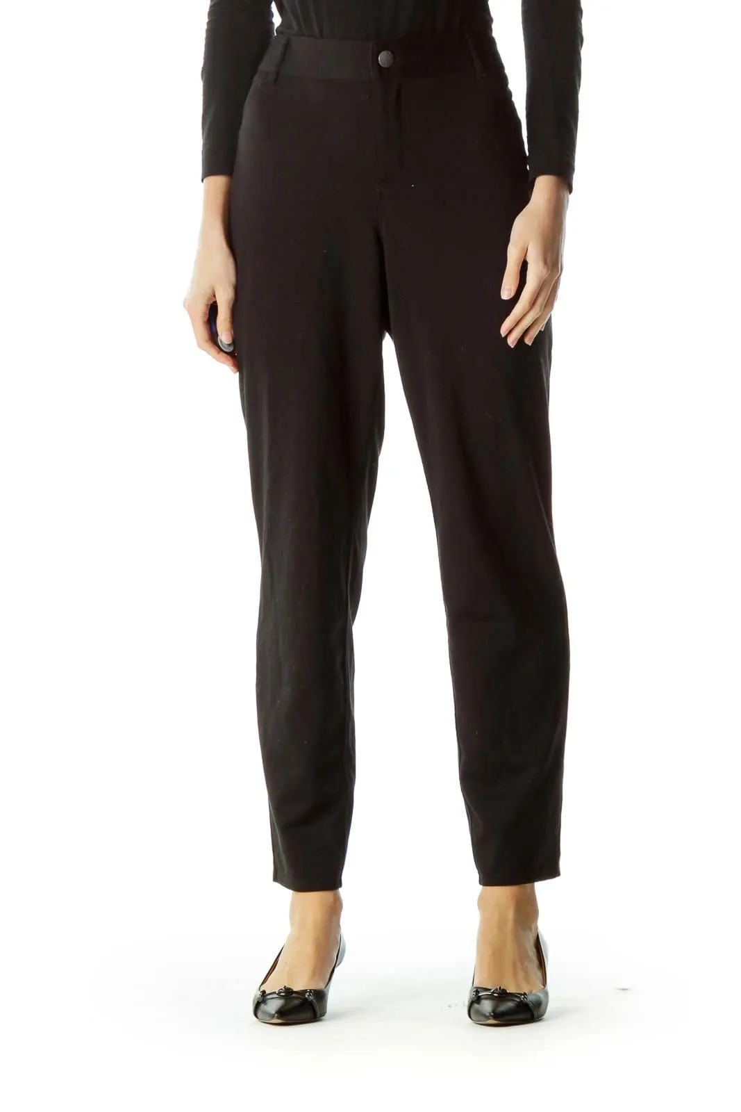 Black Mid Rise Maternity Slim-Fit Pants