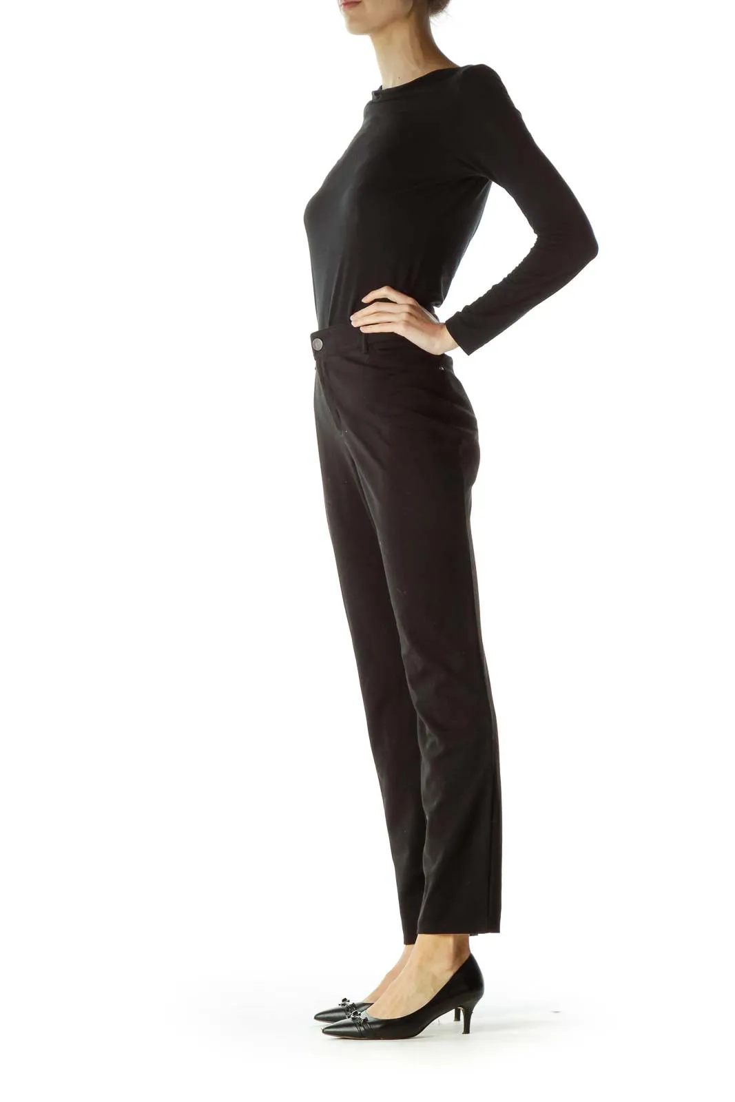 Black Mid Rise Maternity Slim-Fit Pants