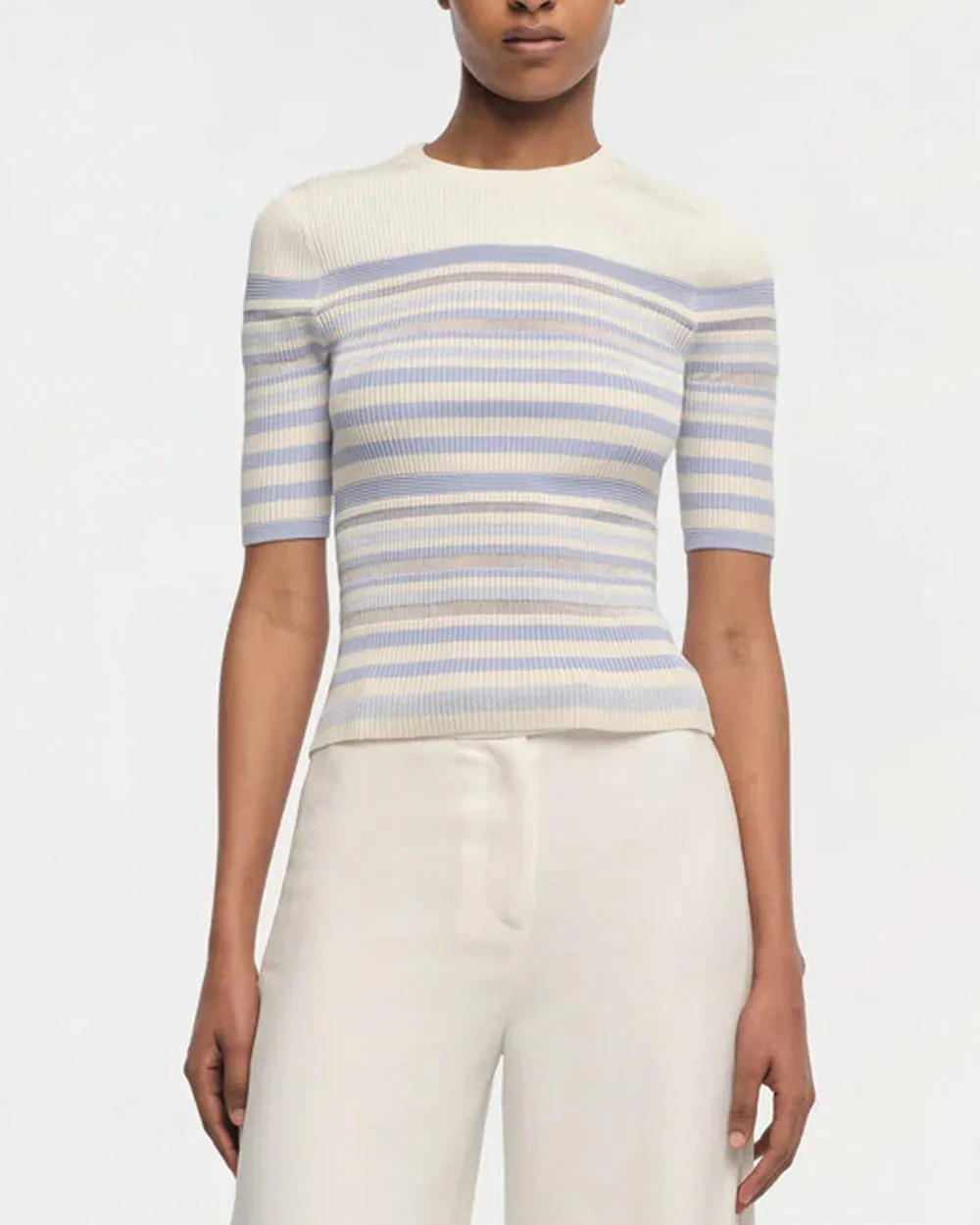 French Blue Stripe Short Sleeve Elena Top