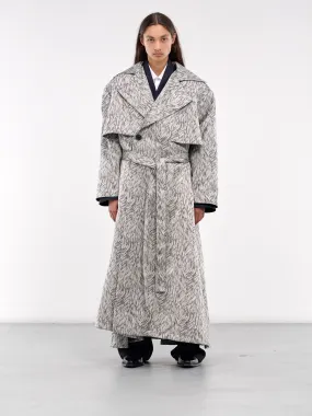 Fur Jacquard Trench Cape (0189-T727-SILVER-FOX)