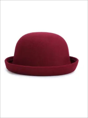 Girls Burgundy Bowler Hat