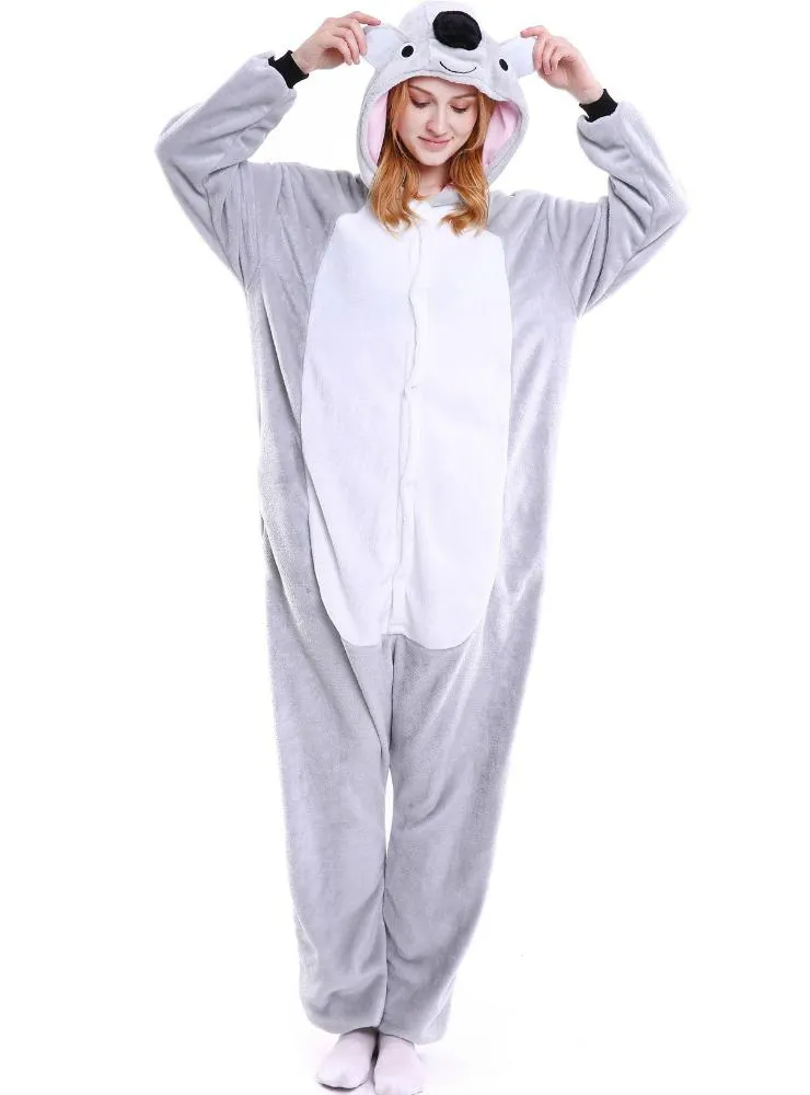 GREY KOALA FLANNEL ONESIES ANIMAL PAJAMAS