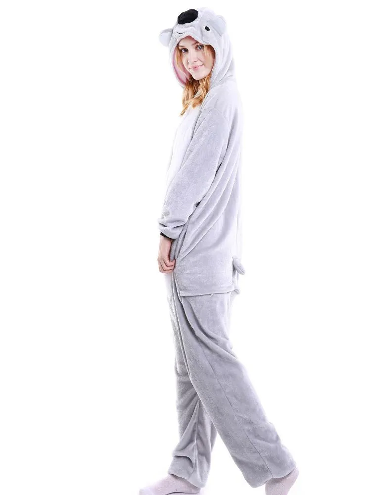 GREY KOALA FLANNEL ONESIES ANIMAL PAJAMAS