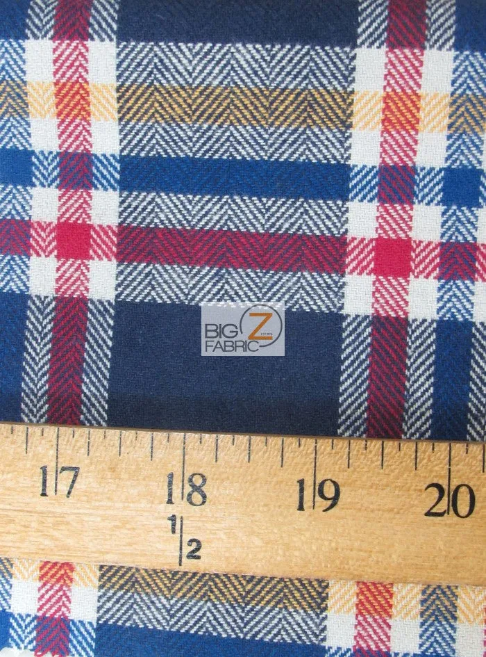 Heavy Tartan Plaid Uniform Apparel Flannel Fabric / Buffalo White/Black / Sold By The Yard