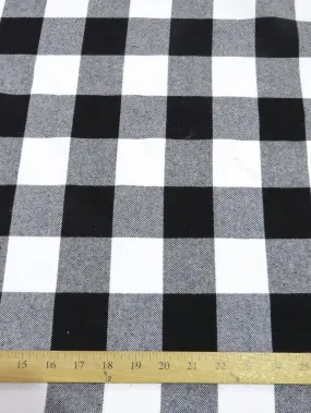 Heavy Tartan Plaid Uniform Apparel Flannel Fabric / Buffalo White/Black / Sold By The Yard