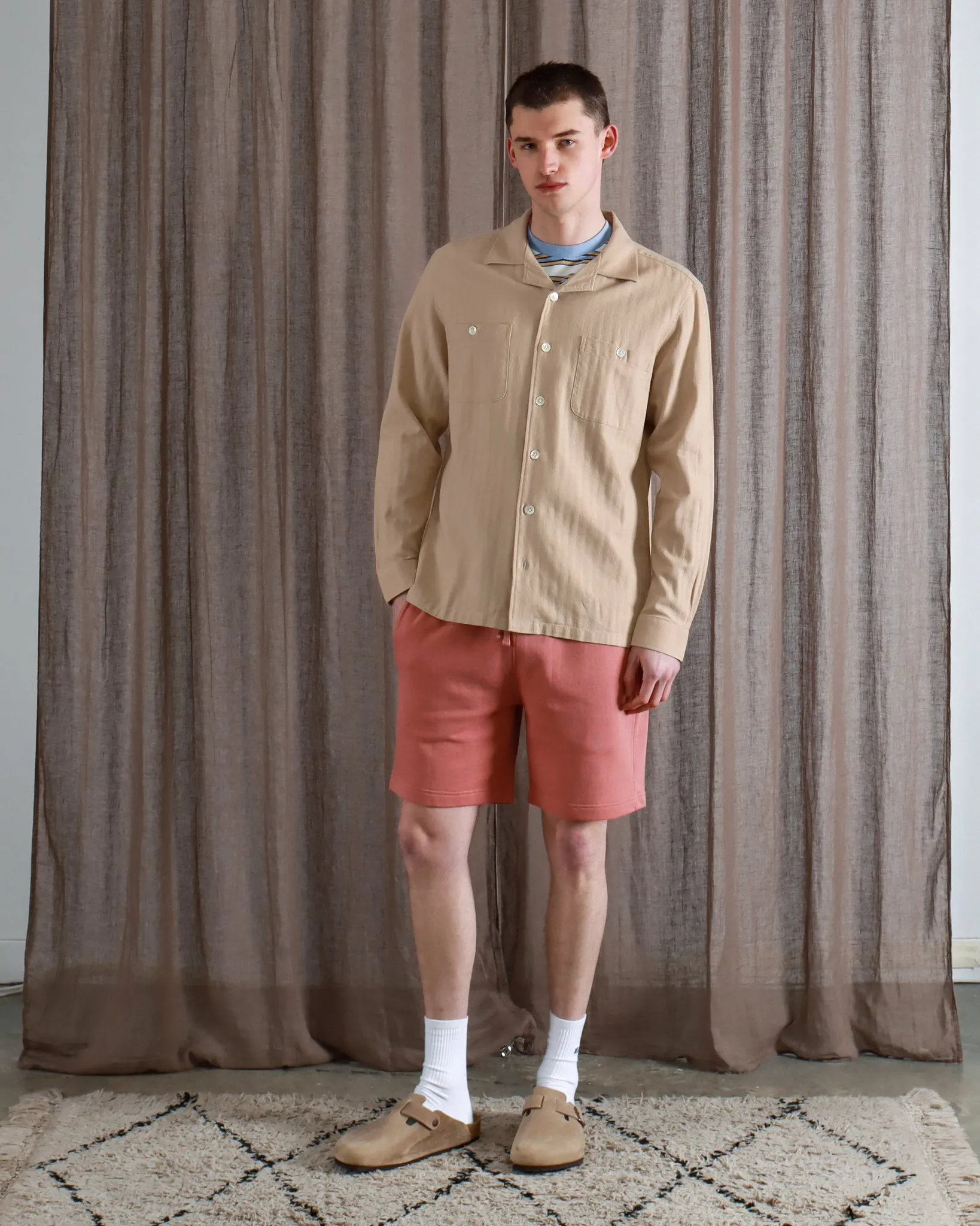 Hiro Shirt - Sand Herringbone Twill