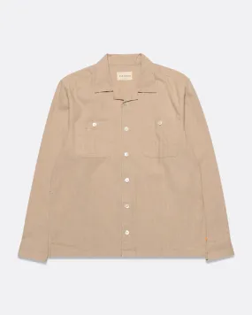 Hiro Shirt - Sand Herringbone Twill