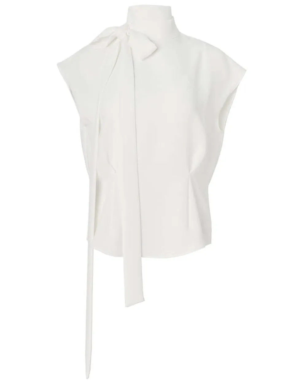 Ivory Georgette Tie Neck Blouse