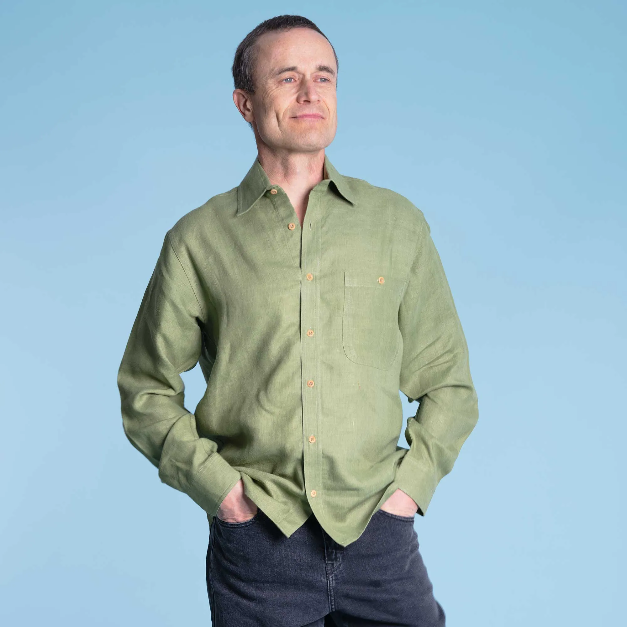 JAKE 100% Organic Hemp Oxford Shirt with Pocket (Closeout - Final Sale)