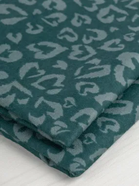 Leopard Print Cotton Flannel Deadstock - Forest Green