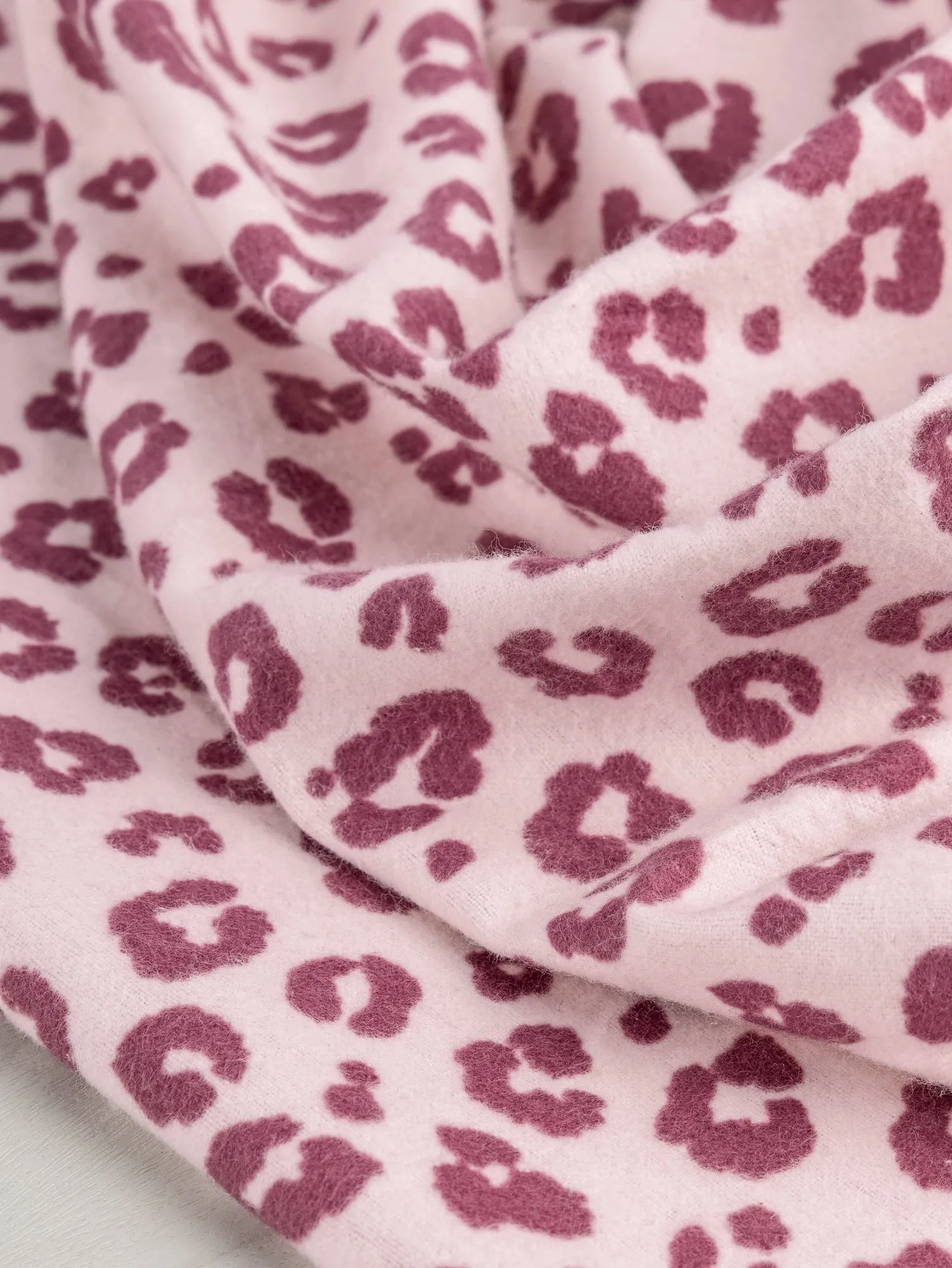 Leopard Print Cotton Flannel Deadstock - Pink - Swatch