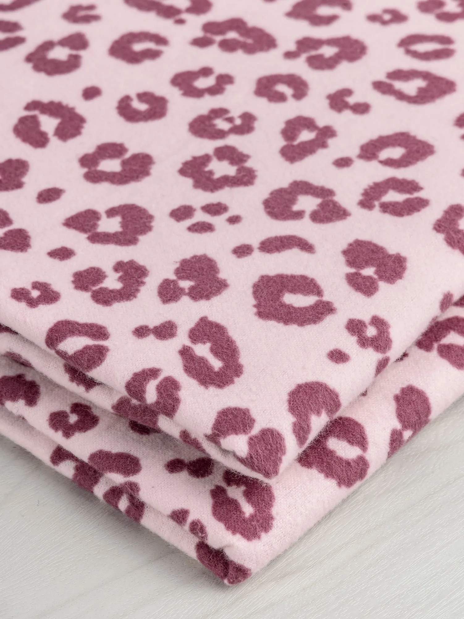 Leopard Print Cotton Flannel Deadstock - Pink - Swatch