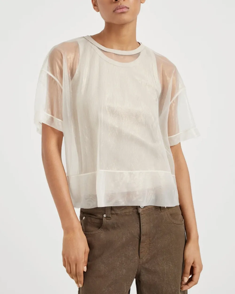 Light Beige Sheer Tank Blouse