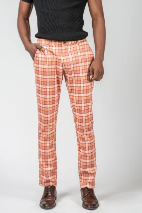 Luxury 4 Way Stretch Plaid Pant - Orange