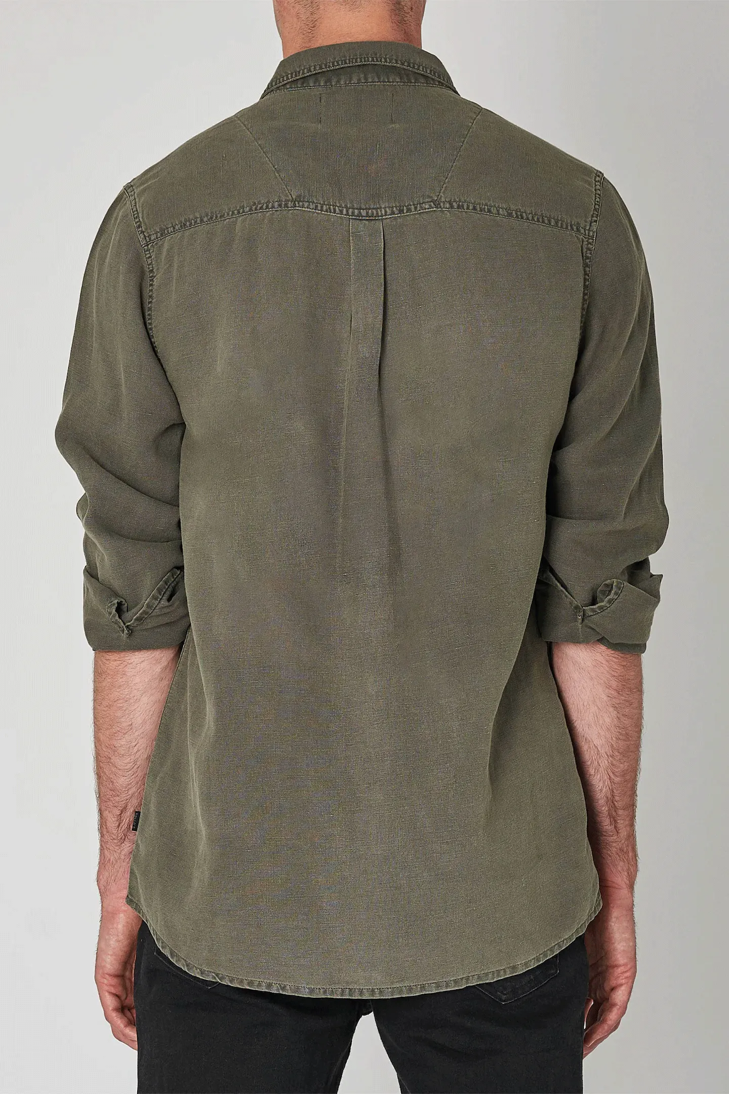 Men At Work LS Hemp Shirt - Army Green