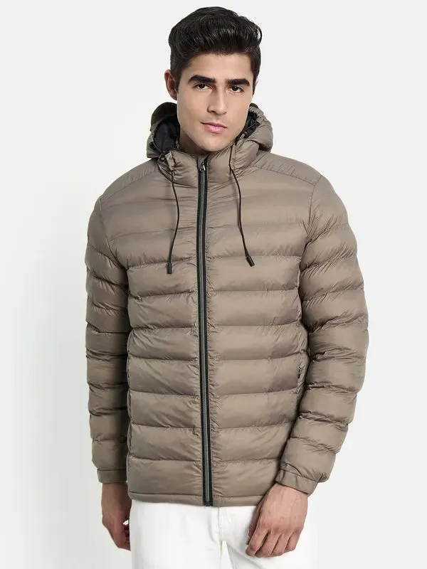 Men Brown Longline Puffer Jacket