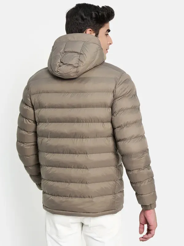 Men Brown Longline Puffer Jacket