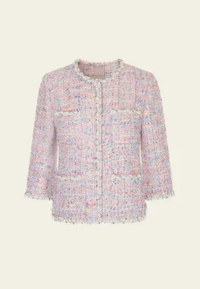 Mixed Tweed Embellished-trim Patch-pocket Jacket