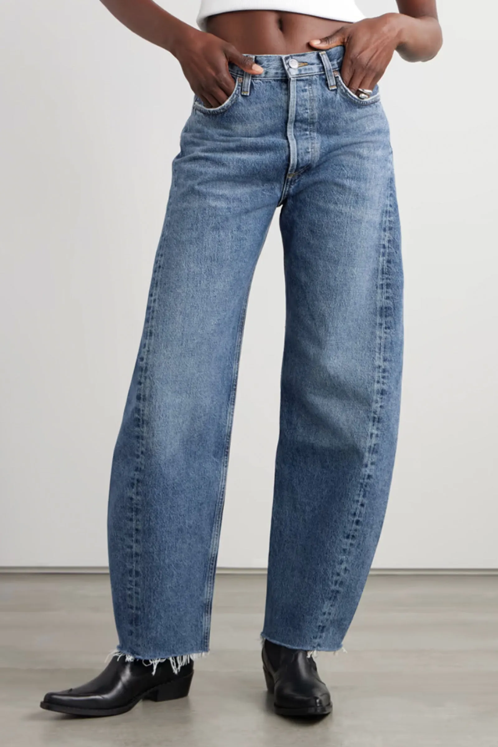   NET SUSTAIN Luna Cropped High-Rise Tapered Organic Jeans