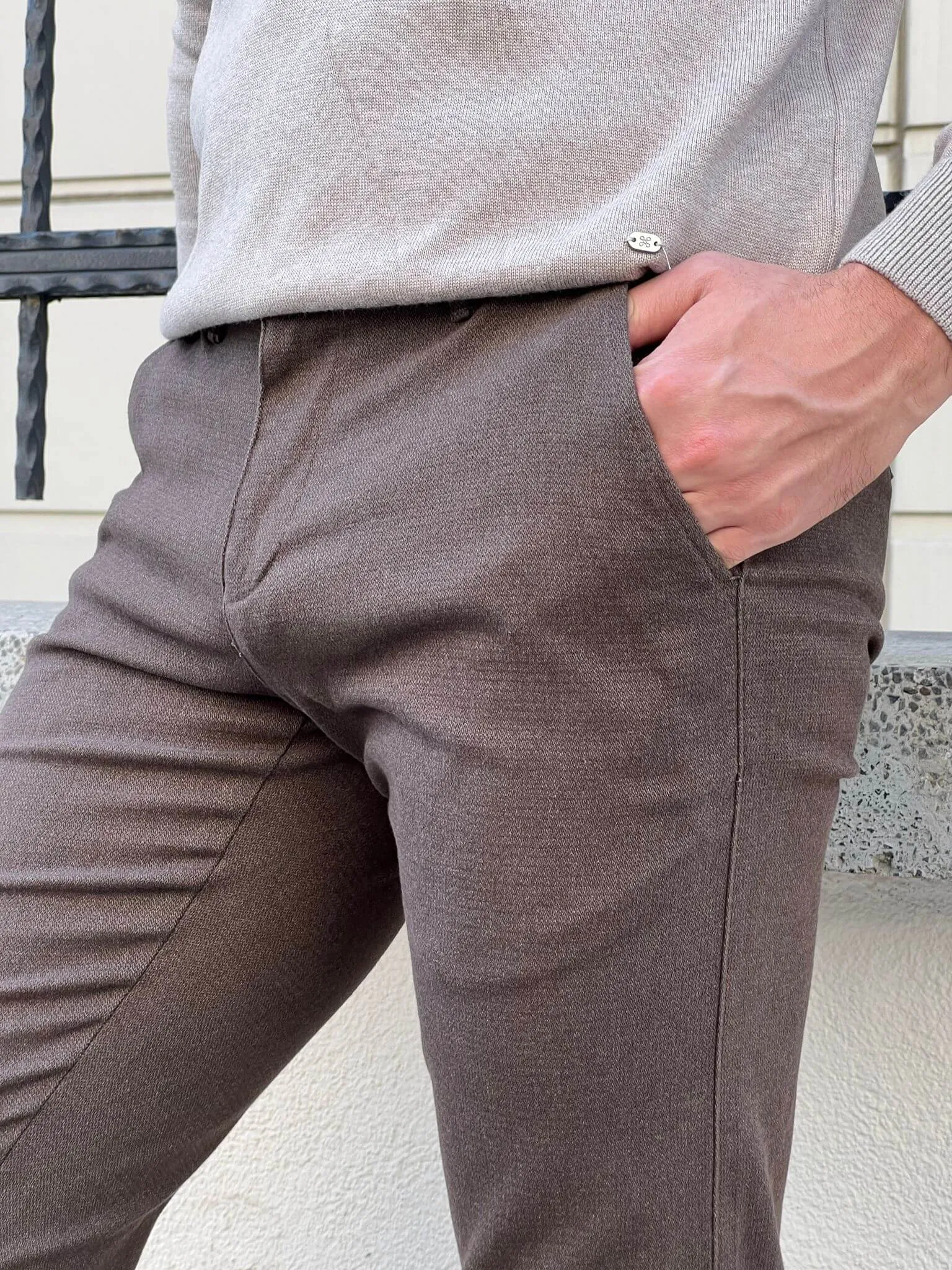 Nino Slim Fit Brown Trousers