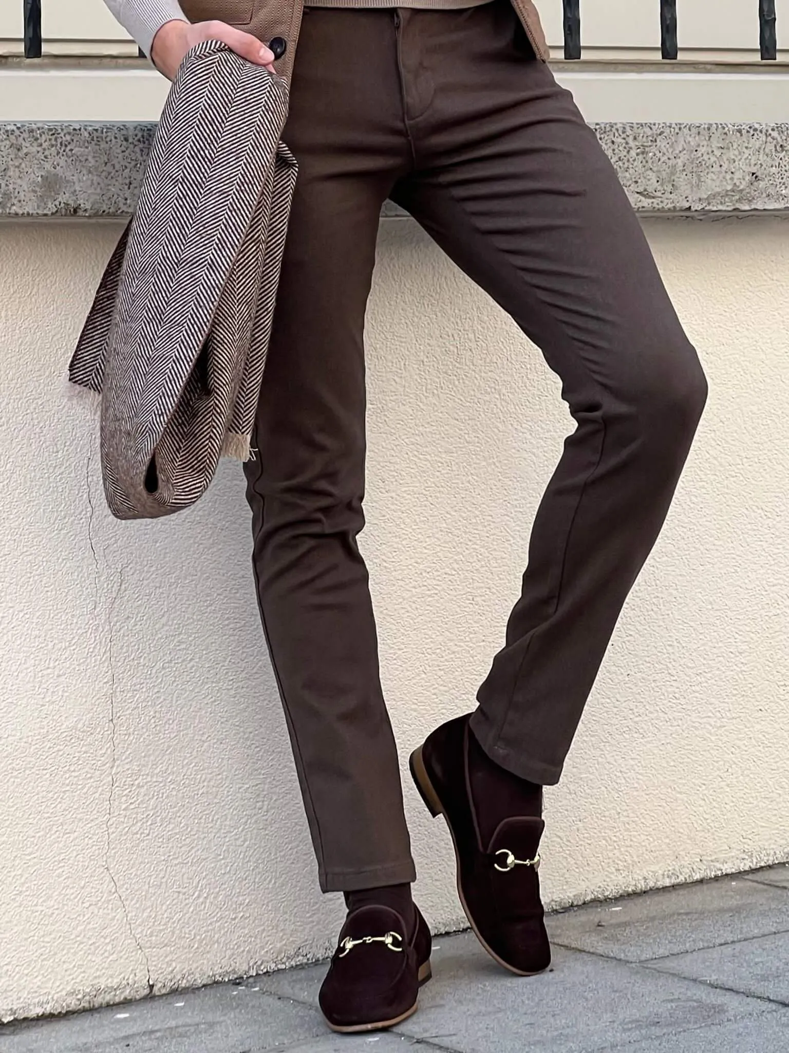 Nino Slim Fit Brown Trousers