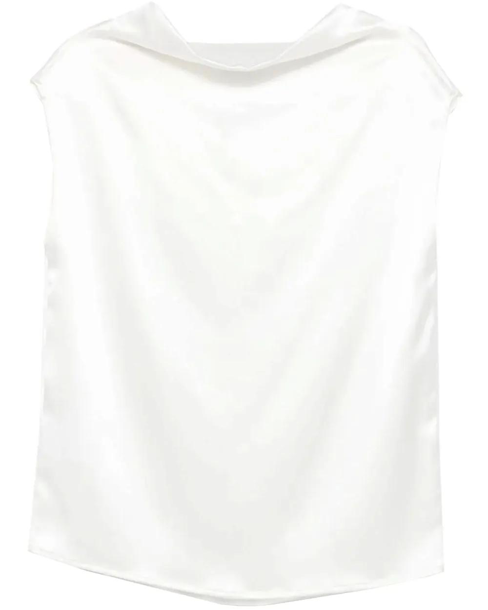 Optical White Sleeveless Cowl Neck Blouse