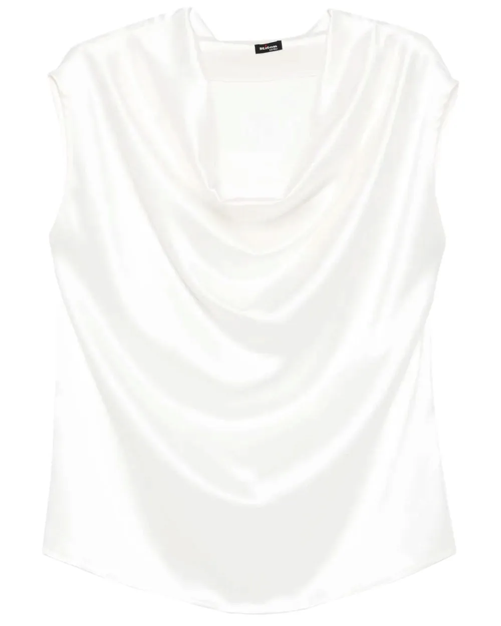 Optical White Sleeveless Cowl Neck Blouse