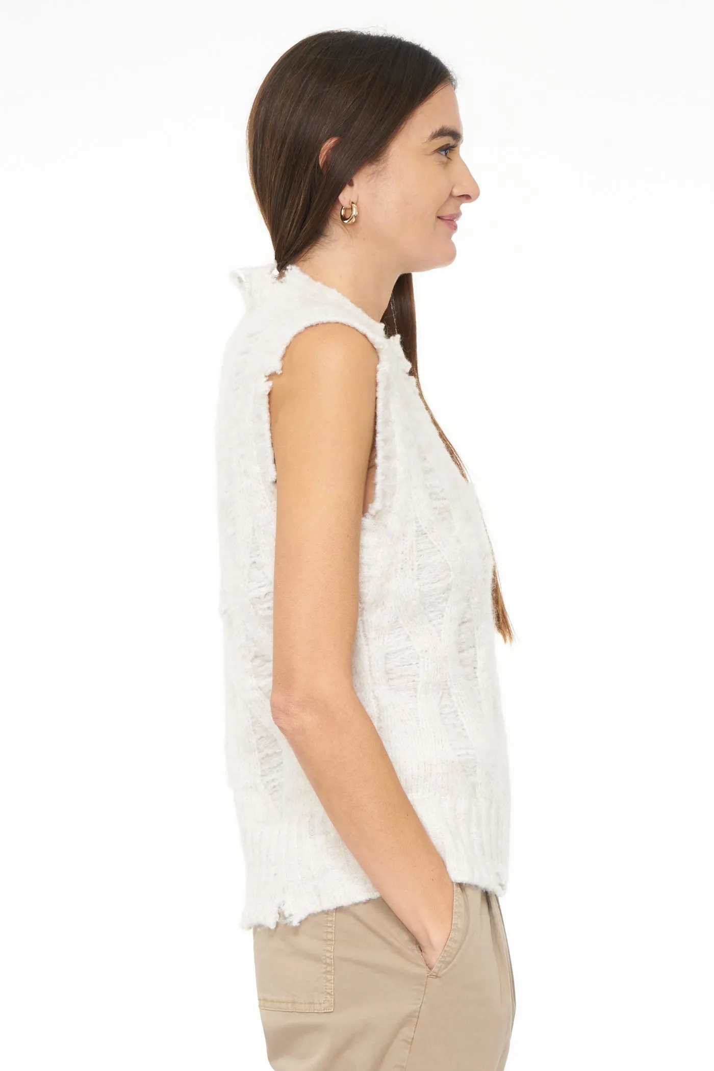 Pistola Jayden Relaxed Sweater Vest in Ecru Open Knit