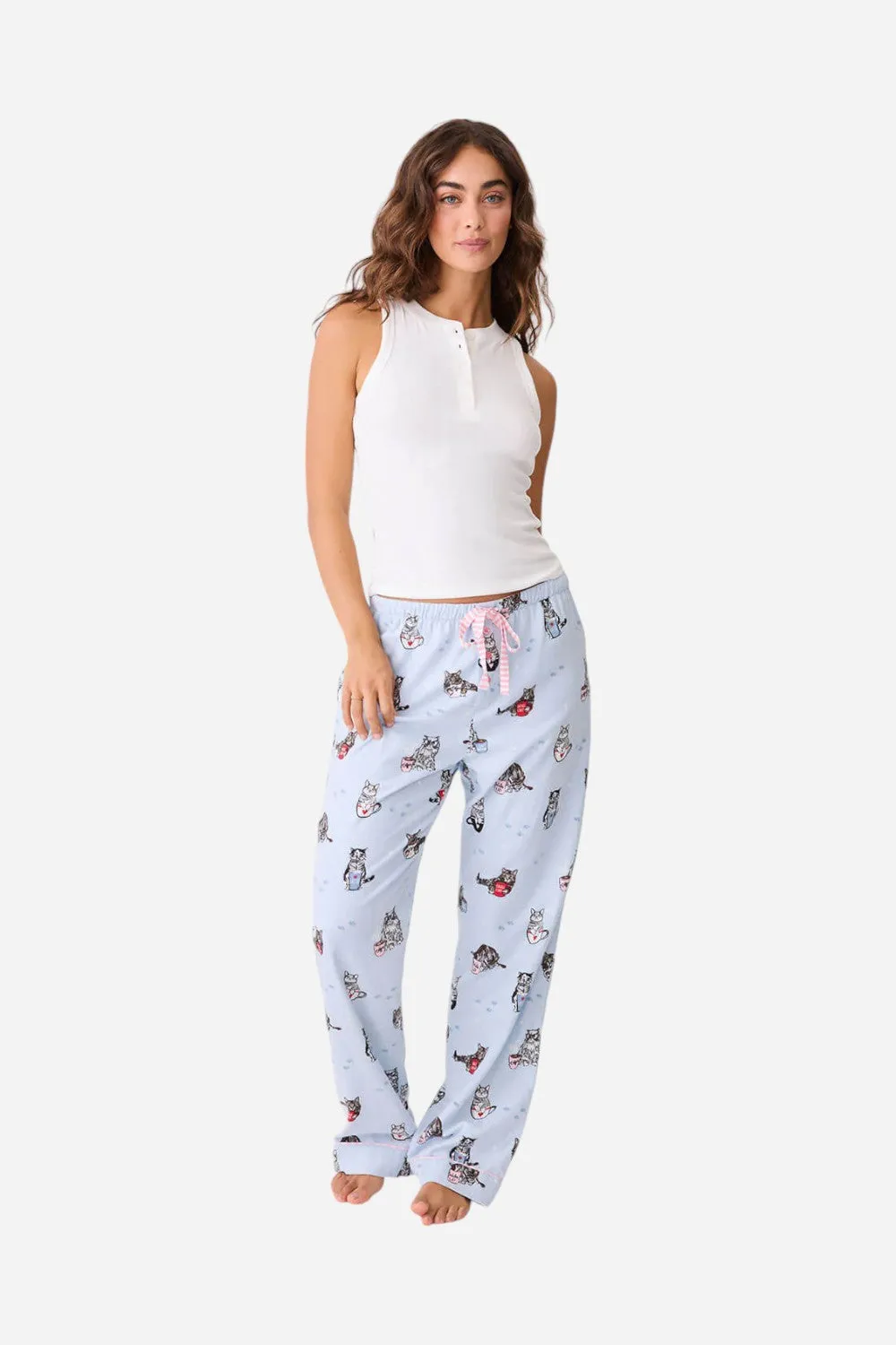 PJ Salvage Coffee & Cat Naps Flannel Pant