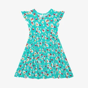 Posh Peanut Ladybug Ruffled Capsleeve Basic Twirl Dress