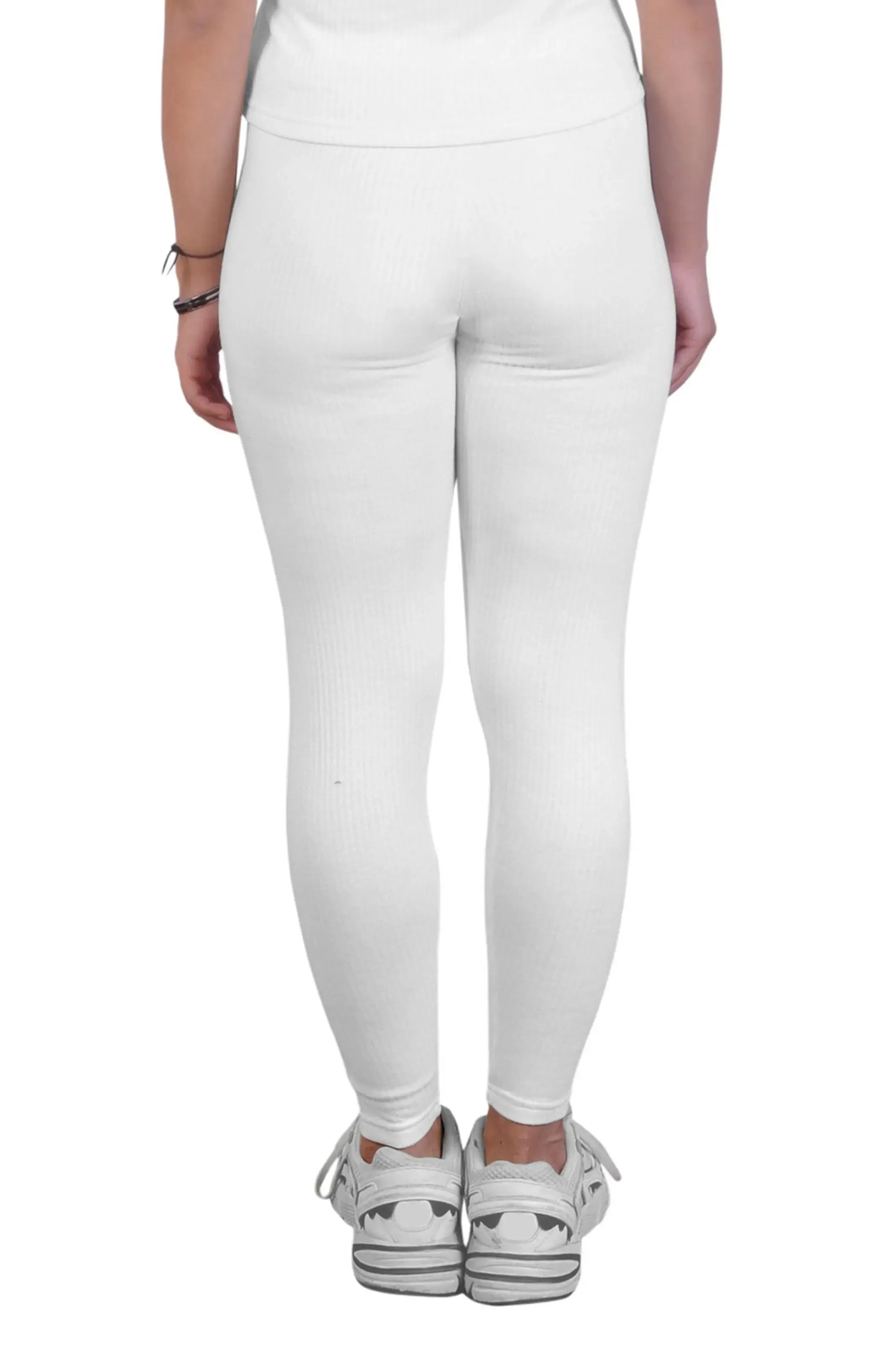 Regular Fit Warm Thermal Leggings | White Winterwear For Young Women | Set of 1