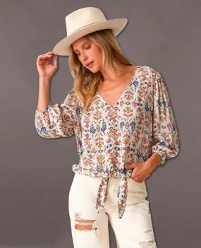 Restocked Bohemian Tie Front Blouse