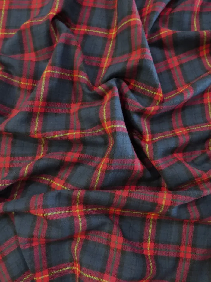 Tartan Plaid Uniform Apparel Flannel Fabric / Navy/Red 2