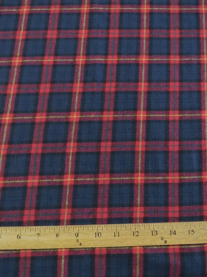 Tartan Plaid Uniform Apparel Flannel Fabric / Navy/Red 2