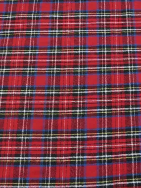 Tartan Plaid Uniform Apparel Flannel Fabric / Red/Multi-Color / Sold By The Yard