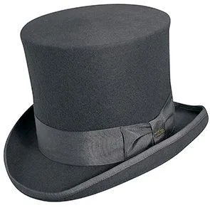 The Topper - Scala WF567 Grey Wool Felt Top Hat - 7" Tall