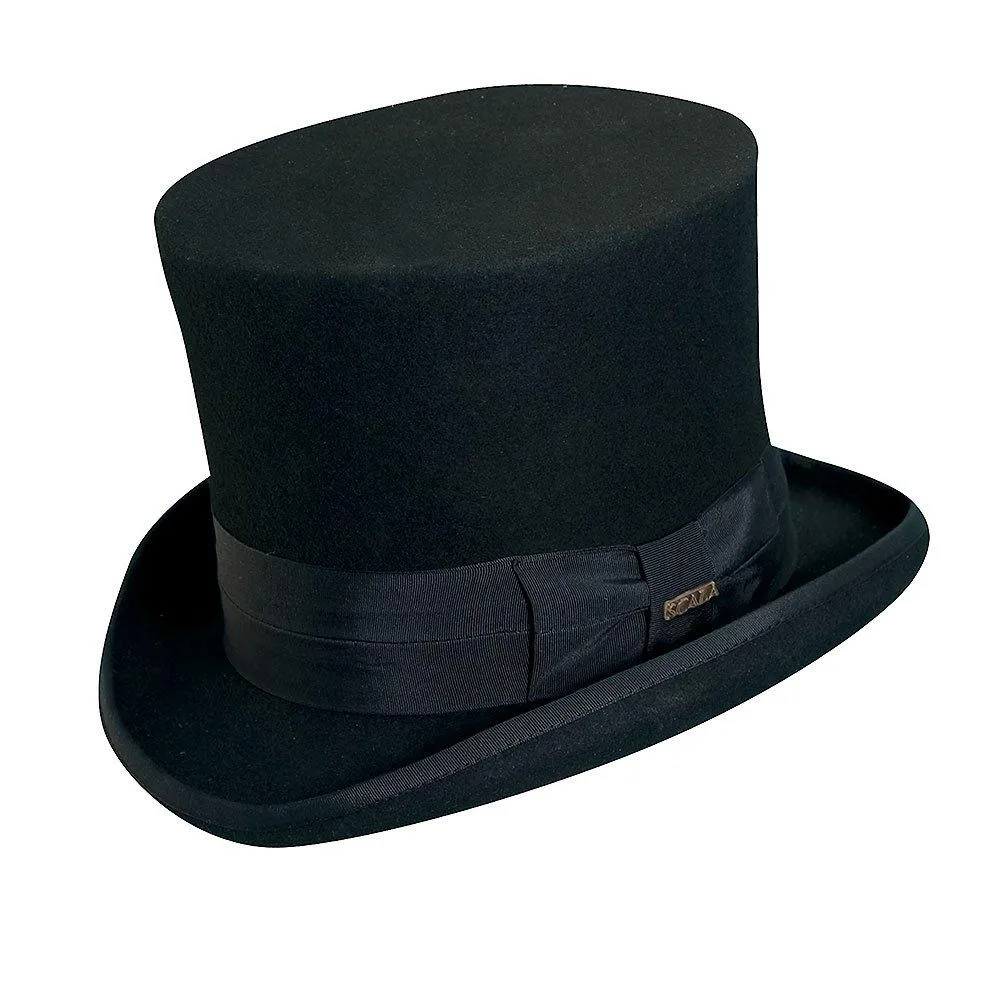 The Topper - Scala WF567 Grey Wool Felt Top Hat - 7" Tall