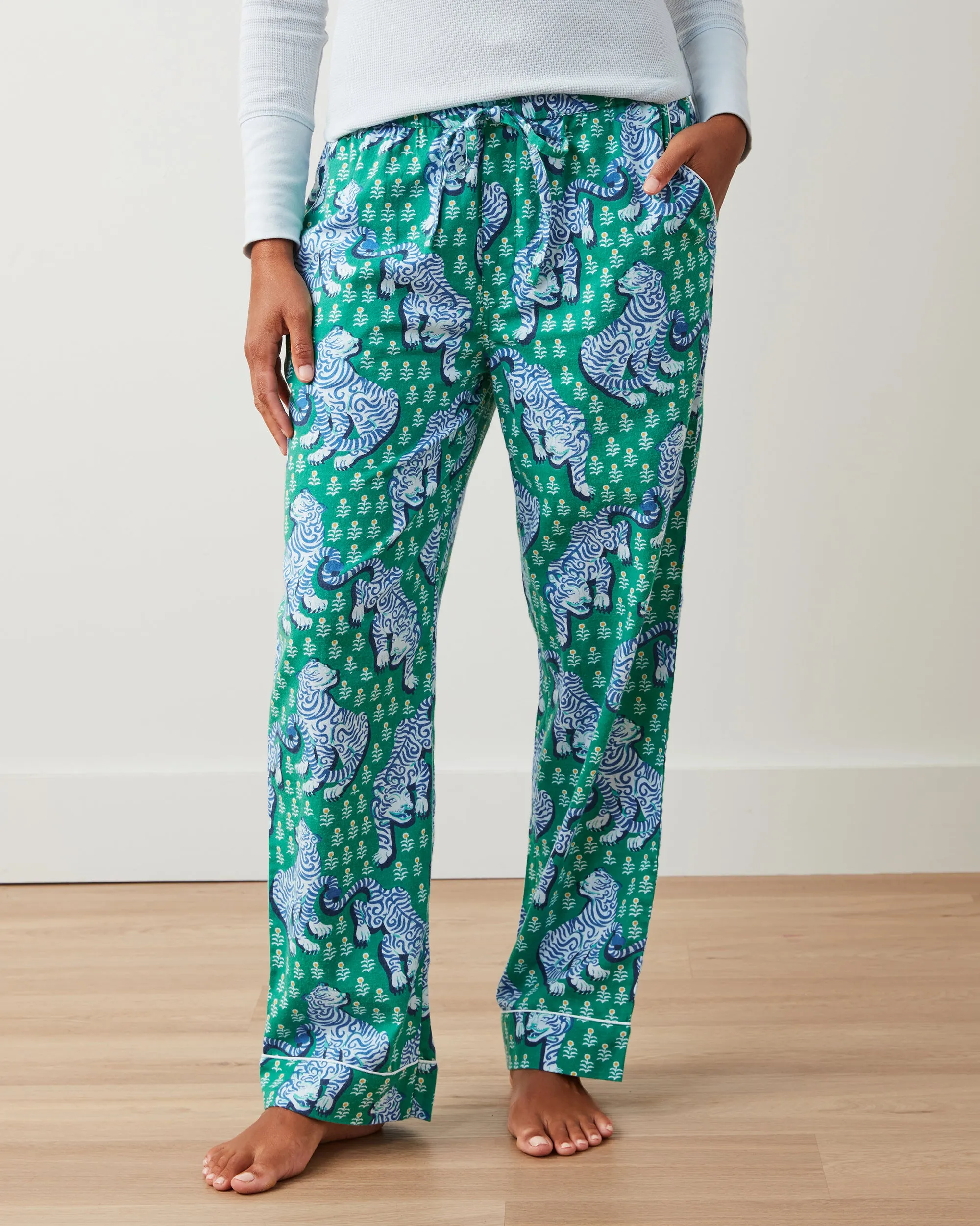 Tiger Queen - Lightweight Flannel PJ Pants - Jade