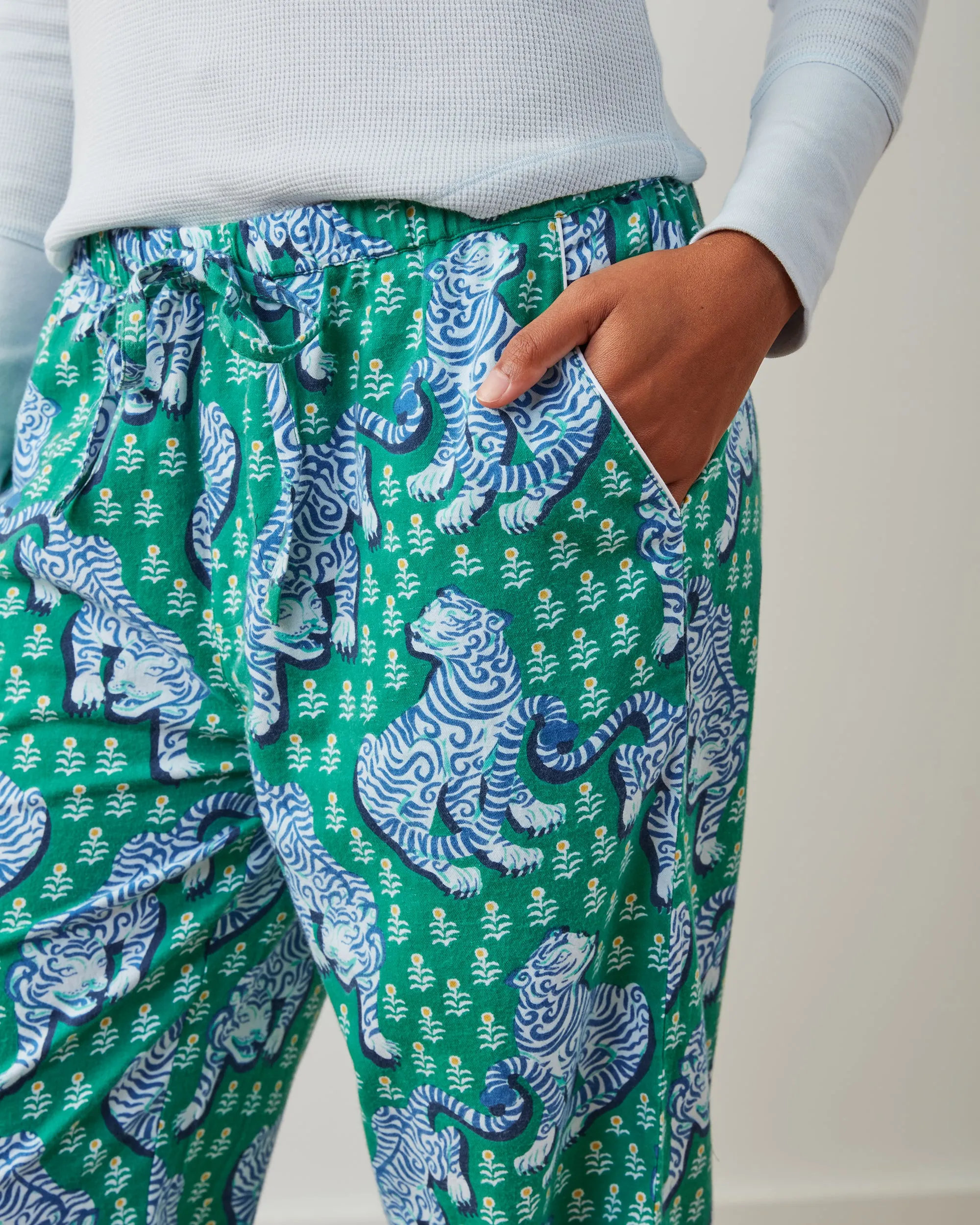 Tiger Queen - Lightweight Flannel PJ Pants - Jade