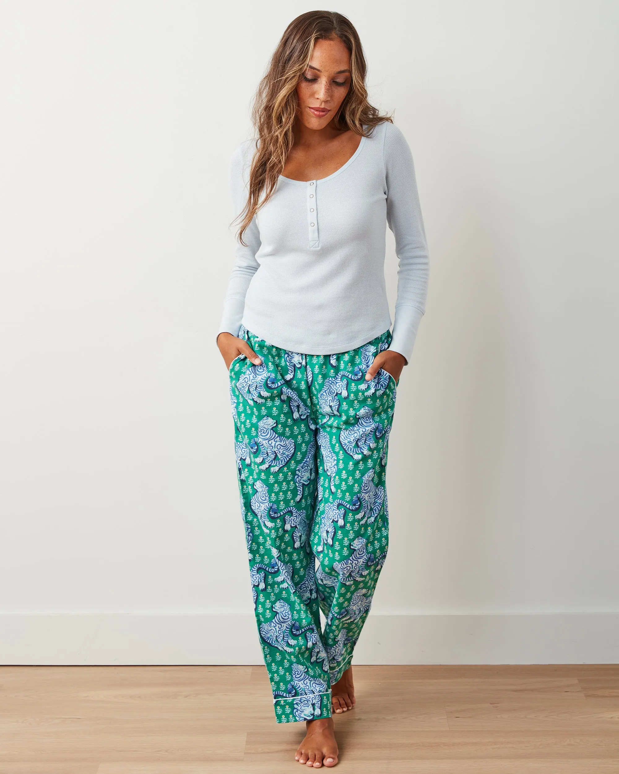 Tiger Queen - Lightweight Flannel PJ Pants - Jade