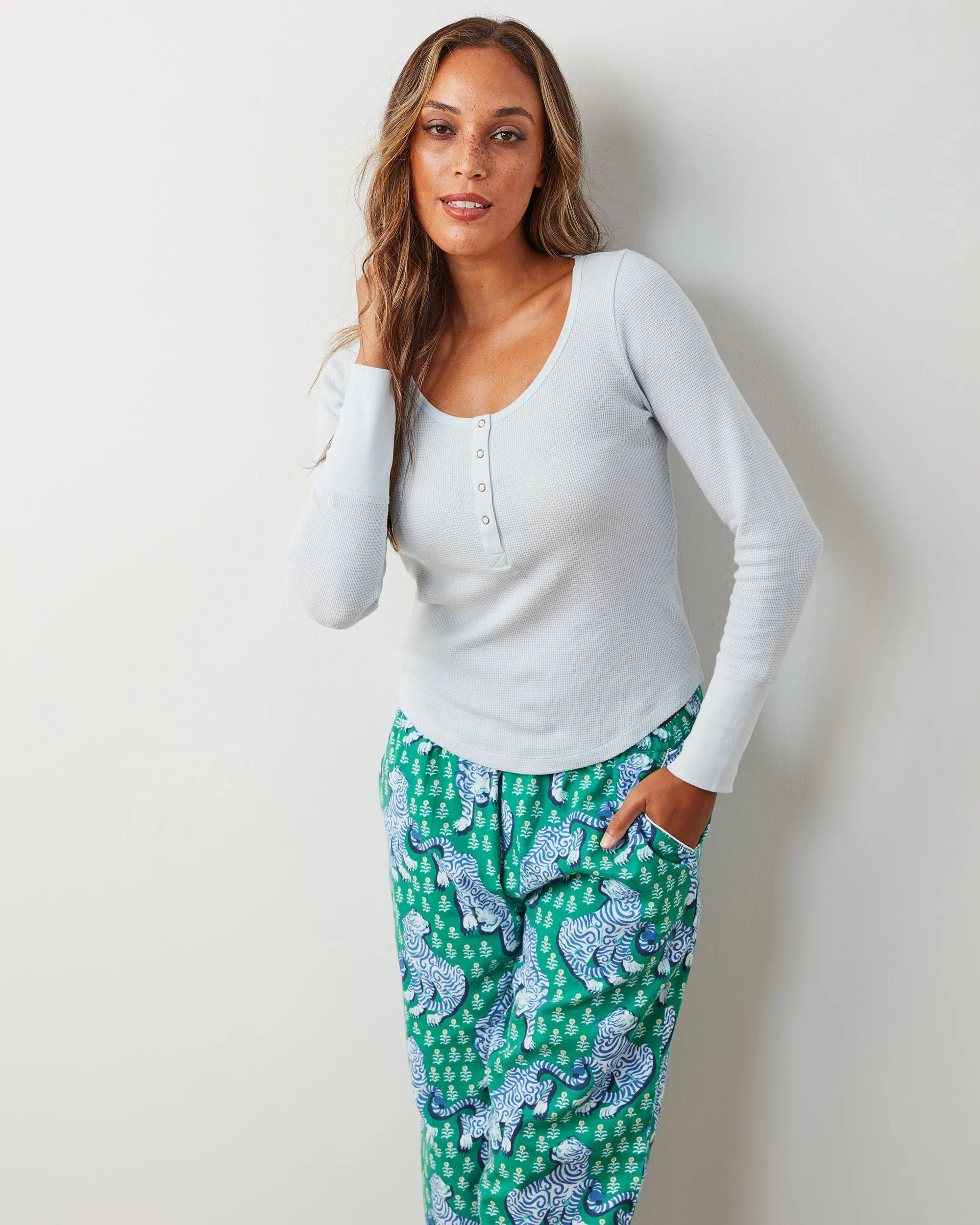 Tiger Queen - Lightweight Flannel PJ Pants - Jade