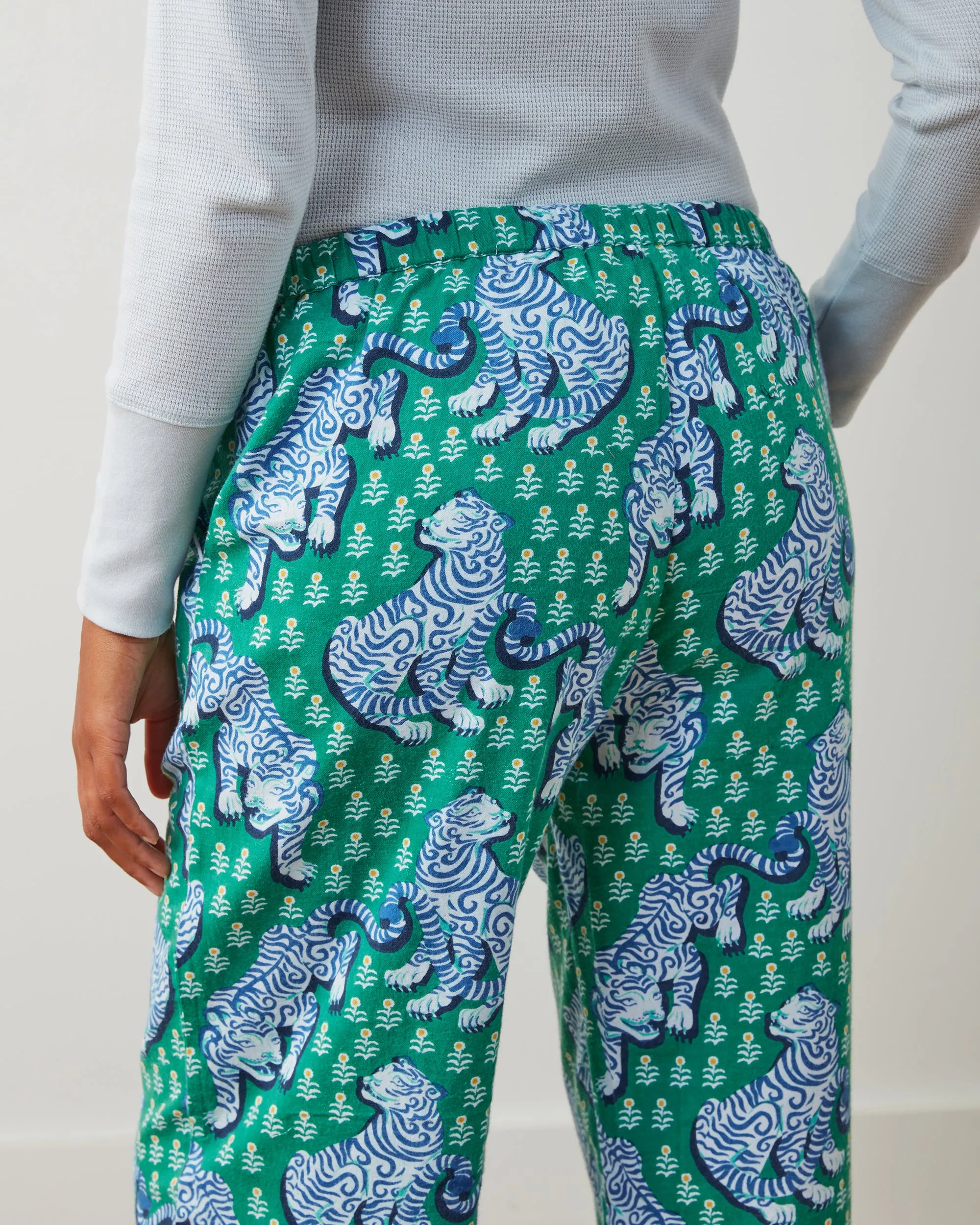 Tiger Queen - Lightweight Flannel PJ Pants - Jade