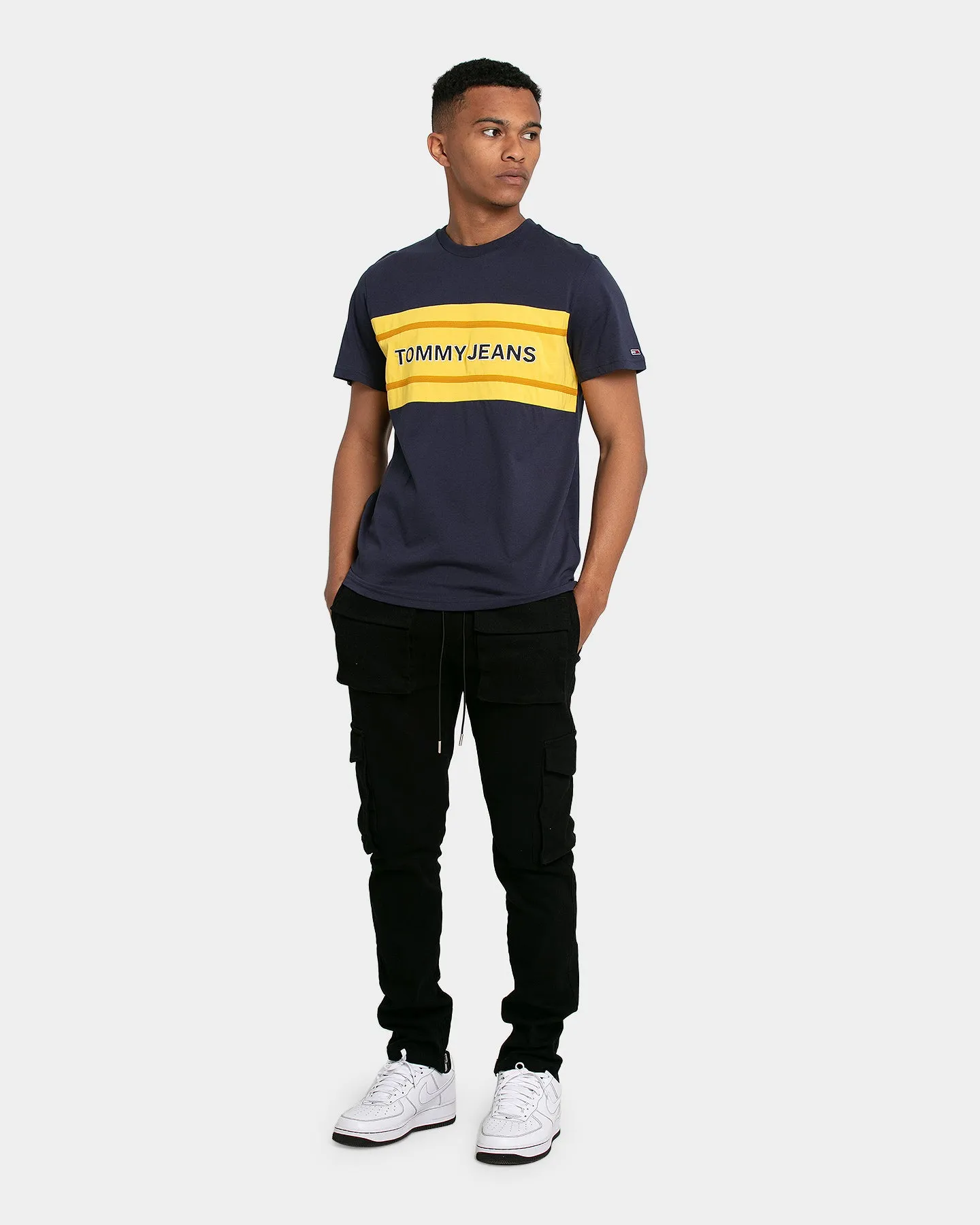 Tommy Jeans Stripe Colour-Block T-Shirt Twilight Navy/Yellow