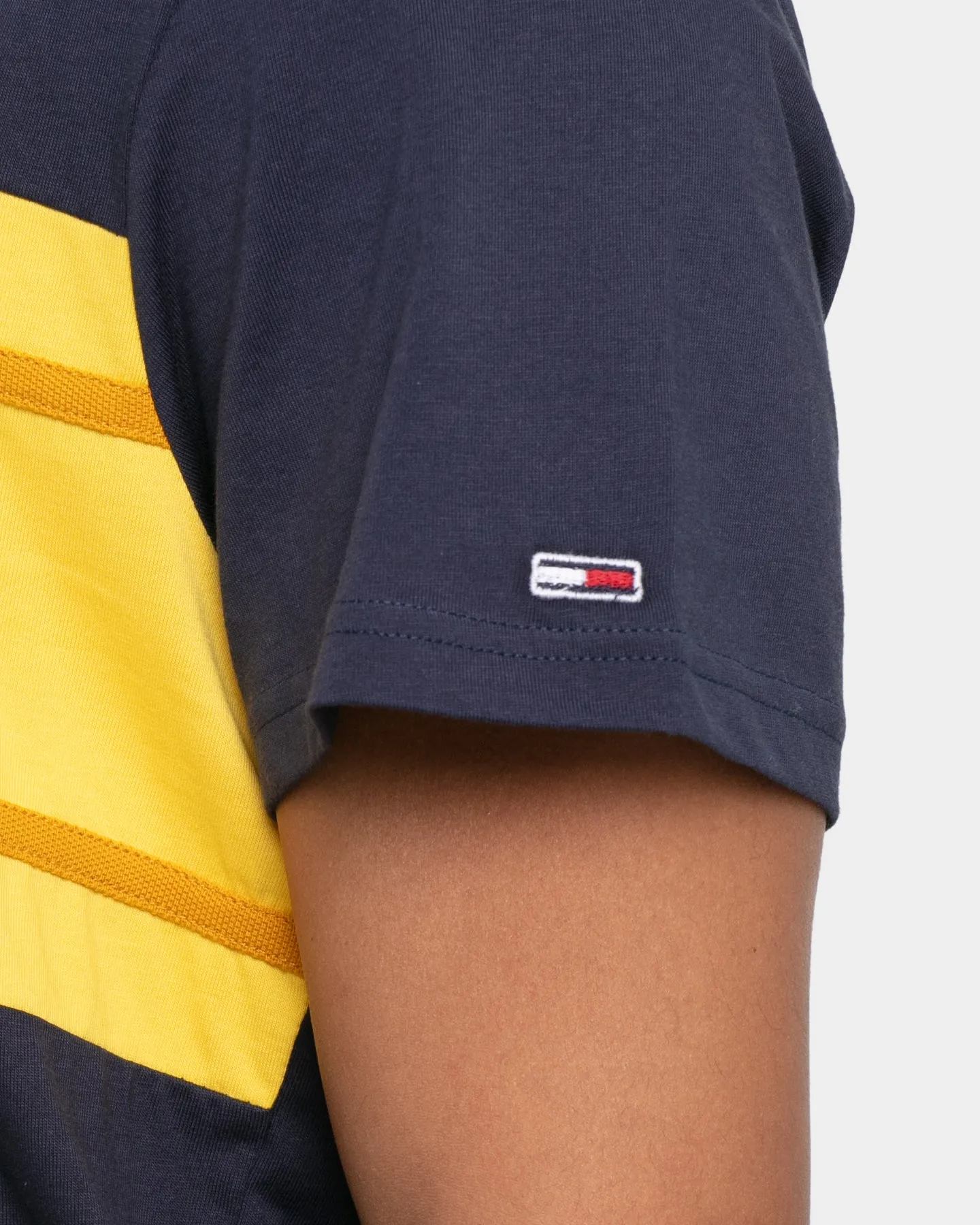 Tommy Jeans Stripe Colour-Block T-Shirt Twilight Navy/Yellow