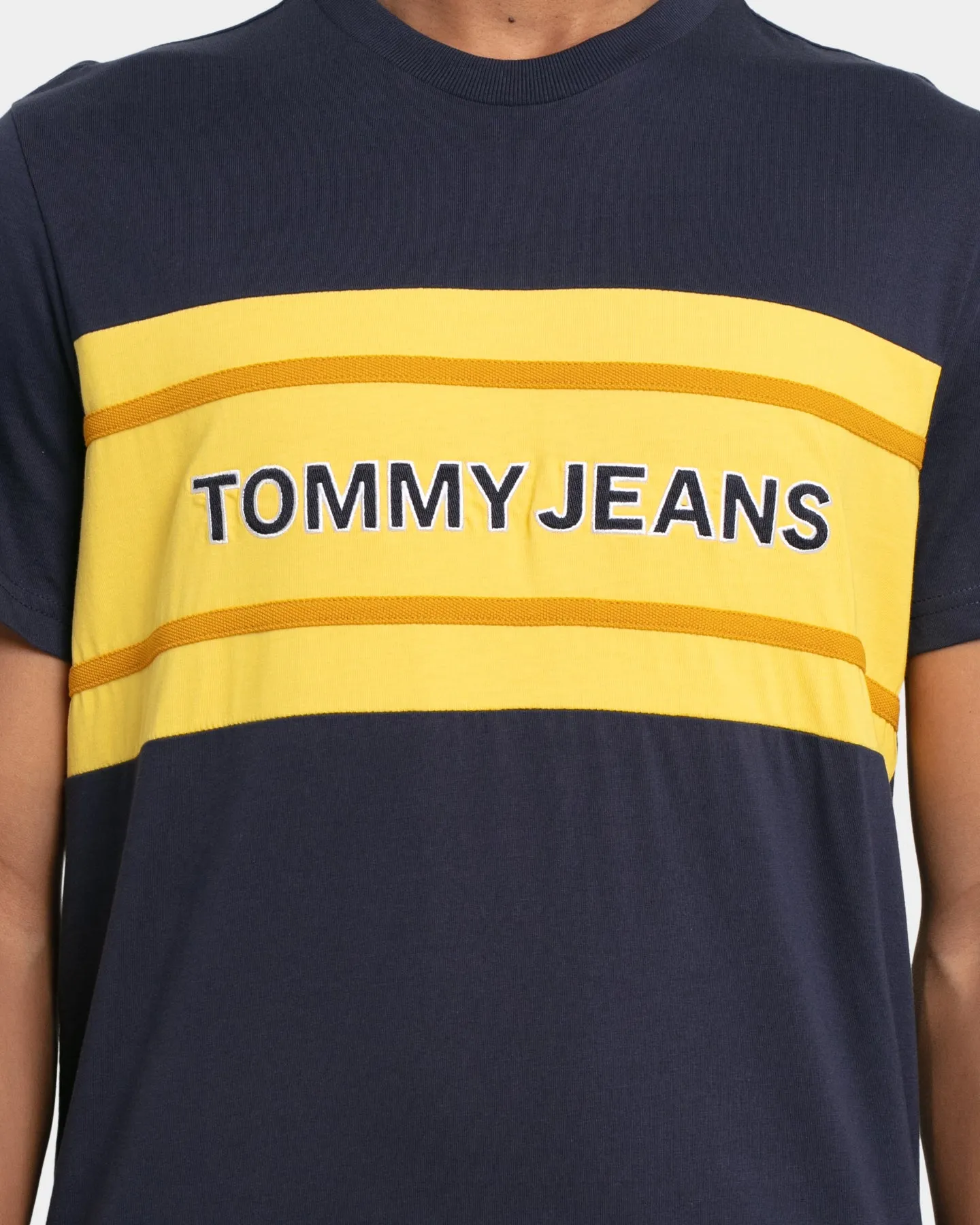 Tommy Jeans Stripe Colour-Block T-Shirt Twilight Navy/Yellow