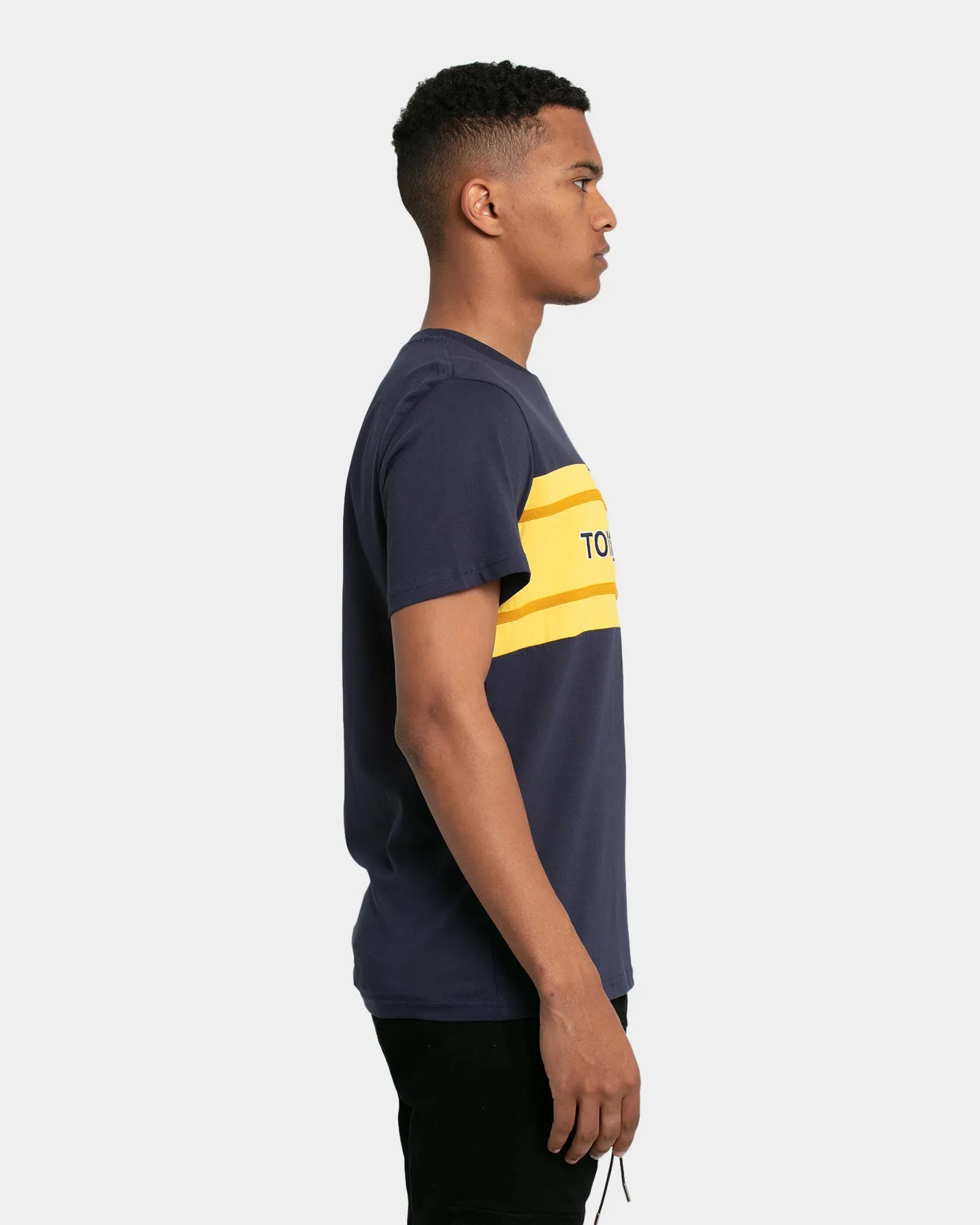 Tommy Jeans Stripe Colour-Block T-Shirt Twilight Navy/Yellow