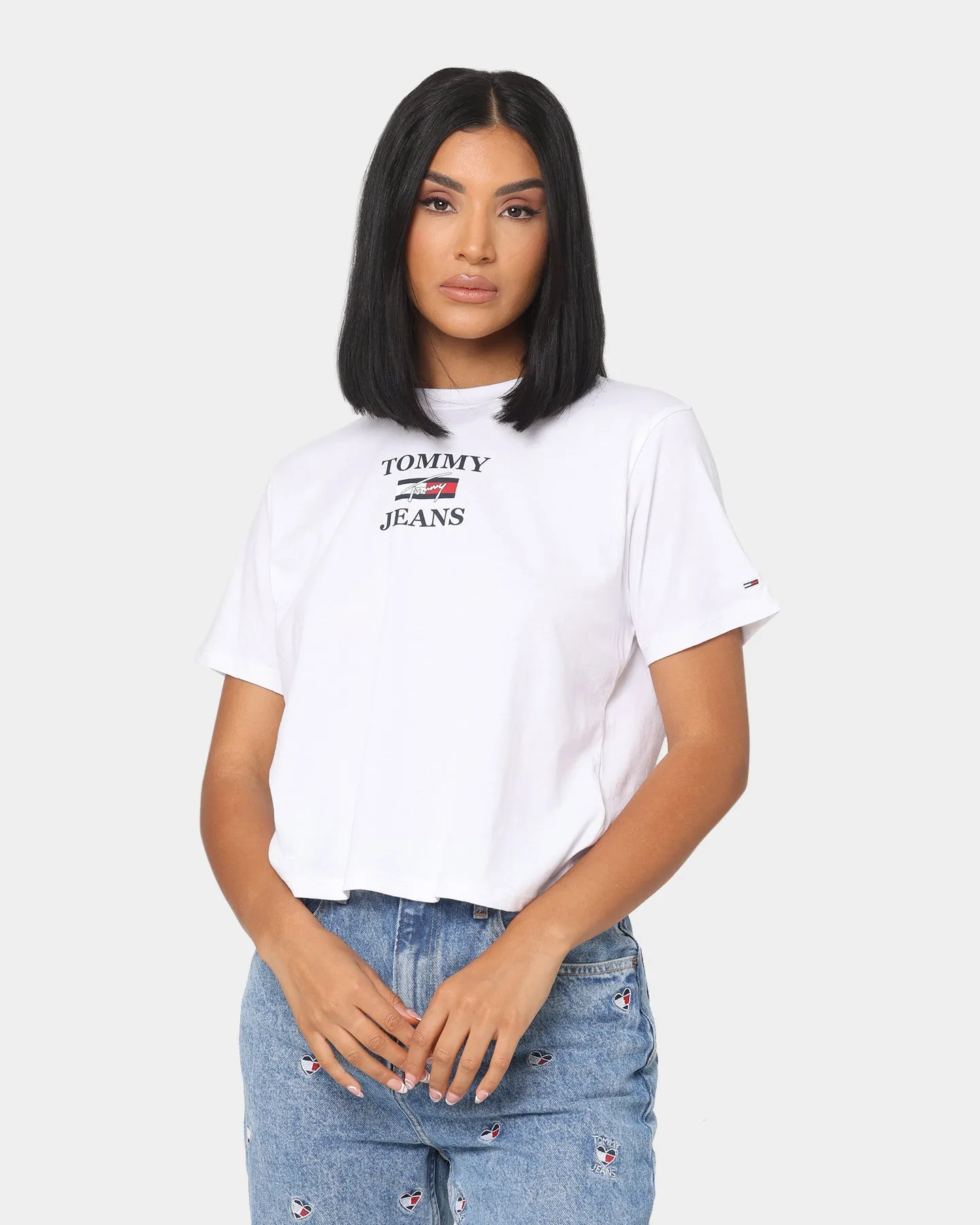 Tommy Jeans Women's Boxy Crop Essential Logo T-Shirt White